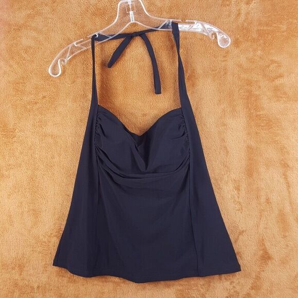 CALVIN KLEIN Womens Swimwear Size 12 12D Cup Black Halter Built in Bra Swim Top - Picture 1 of 6